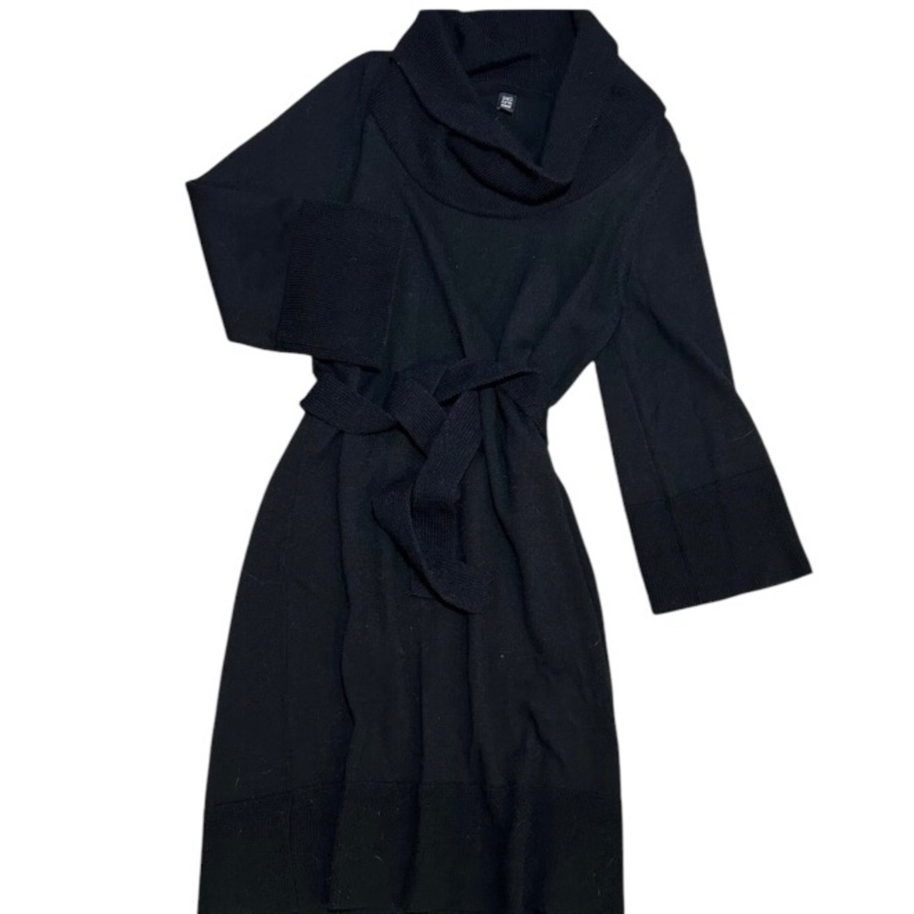 Saks Fifth Avenue Black Sheath Dress with Bell Sleeves - Picture 2 of 8